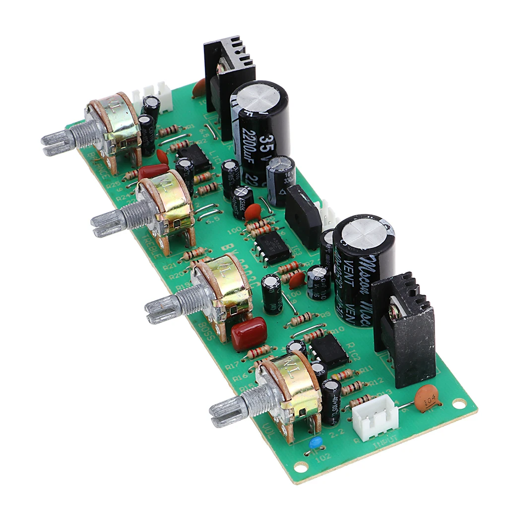 NE4558 OP-AMP HIFI Amplifier Volume Tone EQ Control Board Preamplifier DIY Dual Treble Midrange Bass