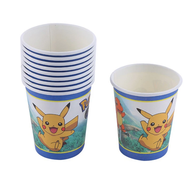 

Happy Birthday Party Pokemon/Pikachu Paper Cups Baby Shower Cute Glass Disposable Tableware Decorate Kids Favors Supplies 10pcs