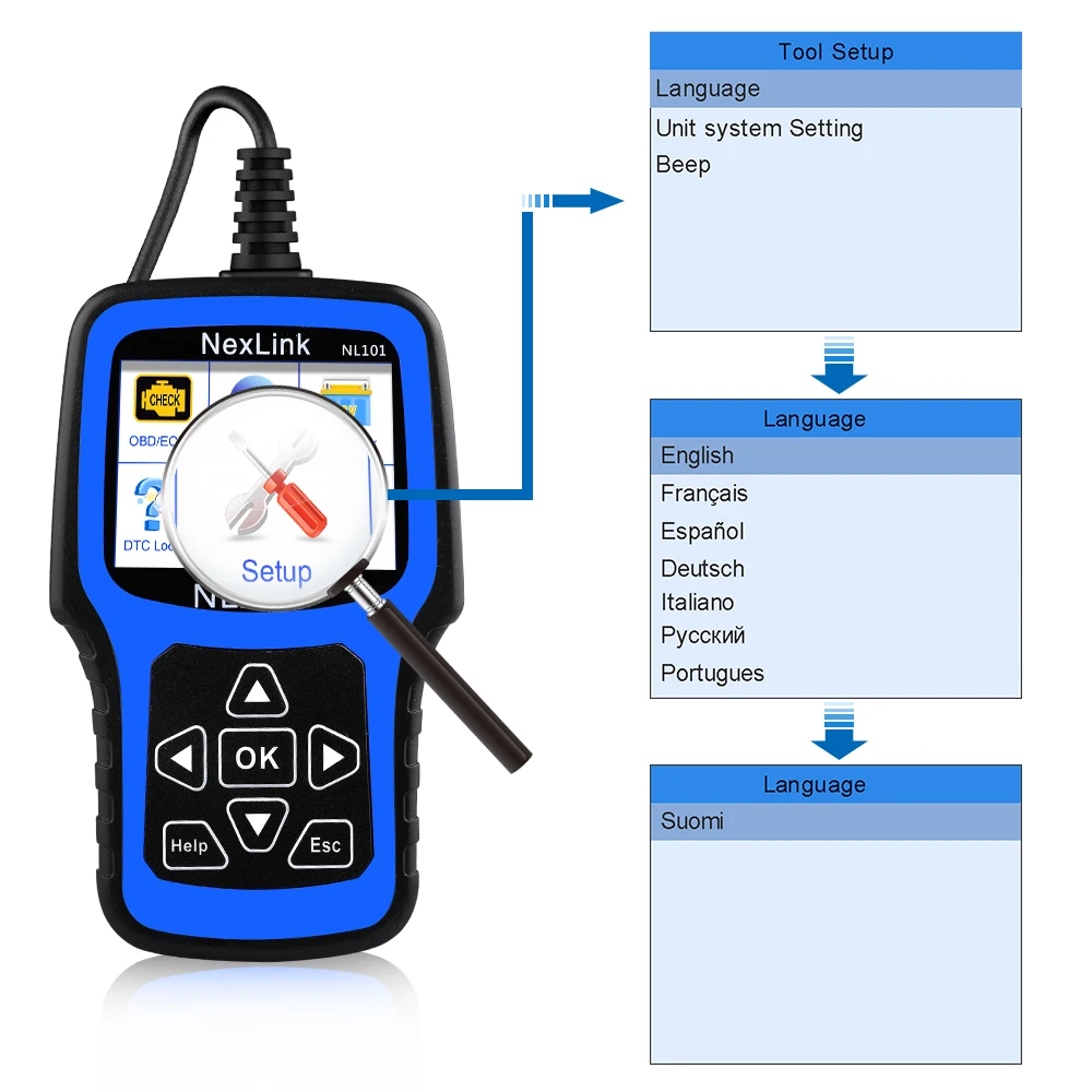 Автомобильный сканер NEXAS NL101 OBD2 считыватель кодов ошибок диагностический