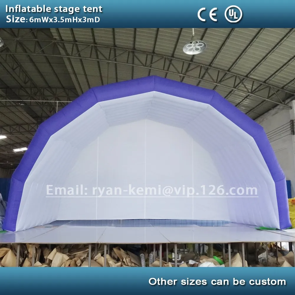 Free Shipping 6x4m Inflatable Stage Tent Black Exhibition Cover Display Marquee For Outdoor Music Concert Events