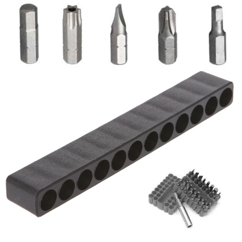 

Screwdriver Hole 10/12 Holes Hex Shank Bit Holder Plastic Head Storage Case Tool