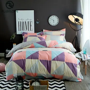 

100%cotton Home Textile 4pcs Colorful Bedding Sets Pretty Geometric Plaid Duvet Cover Sets Pillowcases Pillow Covers
