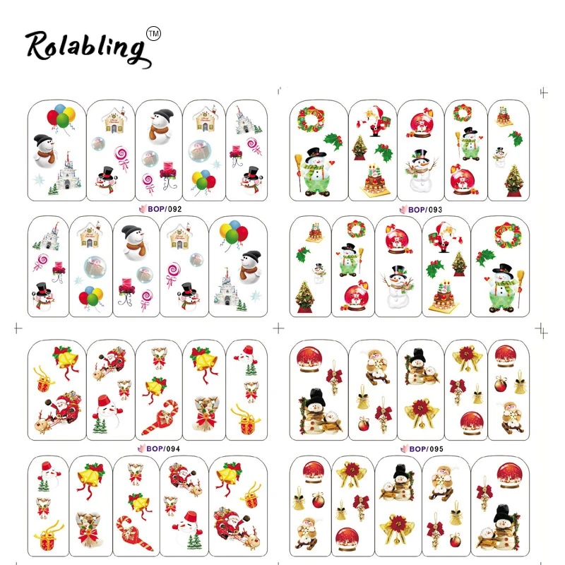 

New Arrival Funny Snowman And Other Interesting Patterns Water Transfer Nail Sticker Water Slide Nail Decals