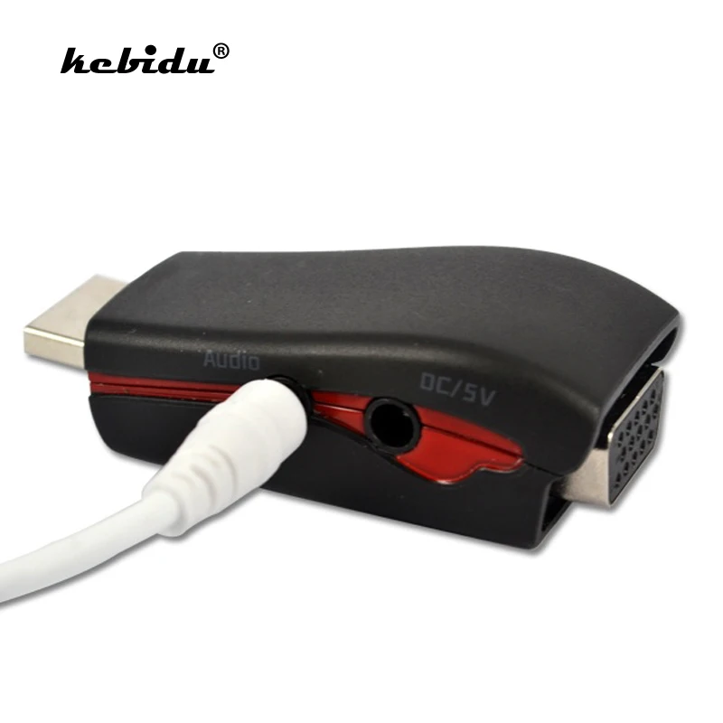 kebidu Male to Female HDMI-compatible VGA Converter With Audio Cable for Laptop Tablet Support 1080P For PC/TV Xbox 360 | Электроника