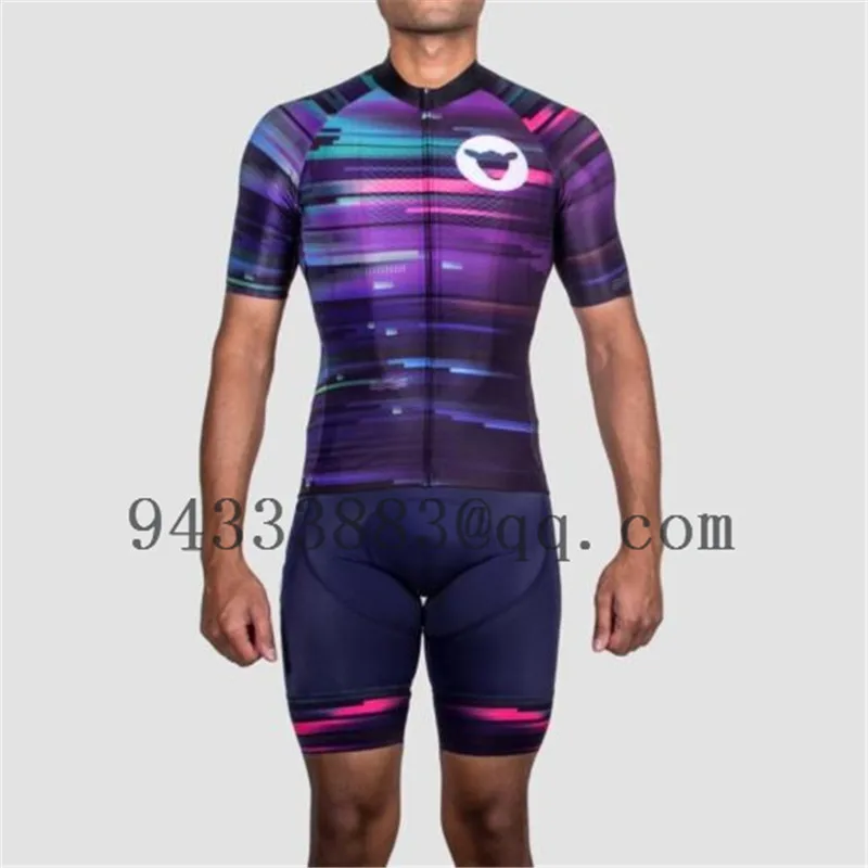 summer men cycling jersey set black sheep team bike tights bib shorts triathlon suit bicycle equipment running swimming clothes