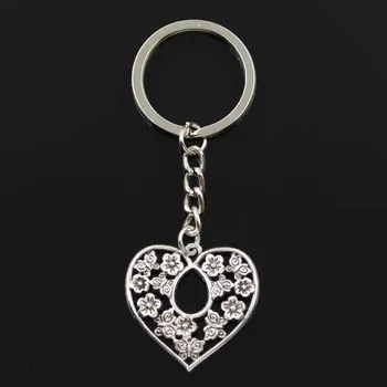 

Fashion Heart Flower 30x30mm Pendant 30mm Key Ring Metal Chain Bronze Silver Color Men Car Gift Souvenirs Keychain Dropshipping