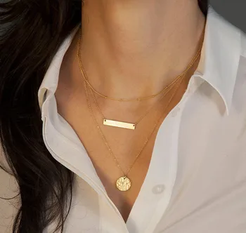 

European style fashion style geometric sequins multilayer Necklace 24pcs/lot