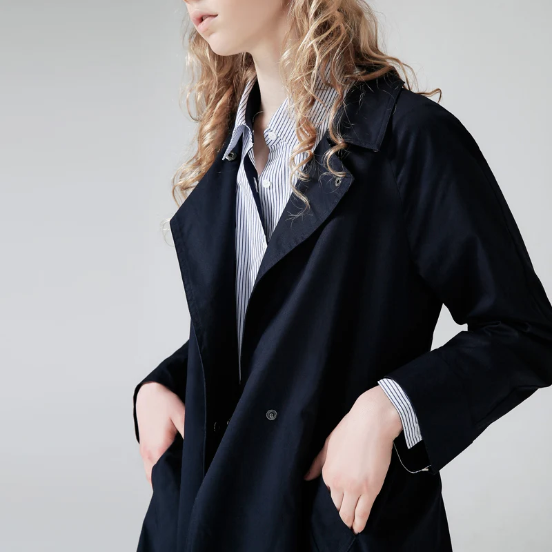 Goedkoop Toyouth Britse Stijl Trenchcoat Vrouwen Casual Solid Windbreaker Lange Mouwen Uitloper Lange Trenchcoat