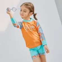 Быстросохнущего UPF50 Для женщин для девочек Детский костюм из двух предметов Cover up купальник для девочек, Раздельный купальный комплект бикини с защитой от ультрафиолетового излучения, пляжная одежда купальник