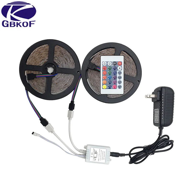 Горячая RGB Светодиодная лента 3528 Гибкая полоса света DC12V 5 м 300led + 24key ИК пульт