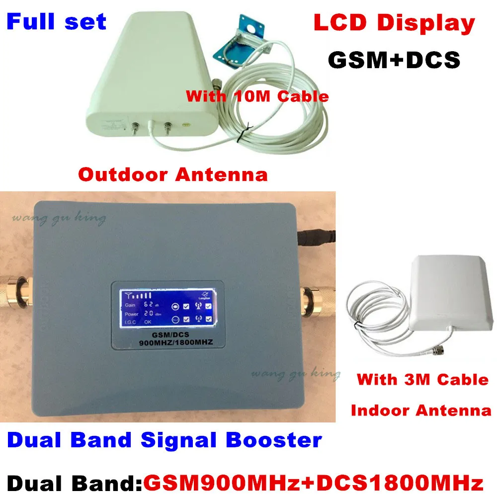 

LCD Display Dual band signal amplifier gsm repeater 900 1800 2G 4G GSM DCS mobile signal booster 900mhz/1800mhz