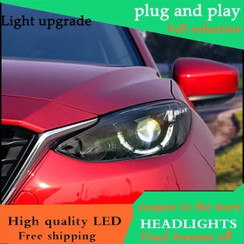

Car Styling Head Lamp For Mazda 3 Axela Headlights 2014 - 2016 LED Headlight DRL front light Bi-Xenon Lens Double Beam HID KIT
