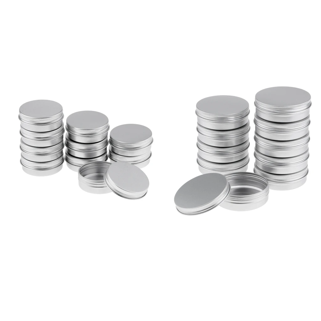 20pcs Aluminum Tin Jars Cosmetic Containers Round Tin Cans with Screw Cap Lid for DIY Crafts Cosmetics Salve Candle Travel
