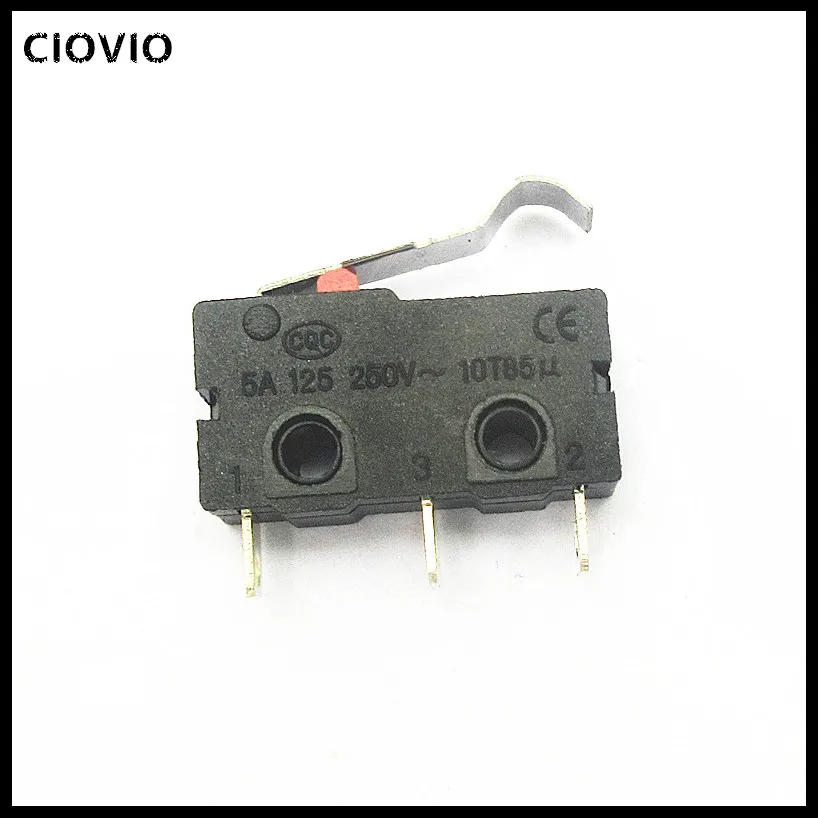

CIOVIO 10pcs KW12 Micro Switch copper contact 5A125V curved handle 16MM handle length 3PIN arc handle R handle