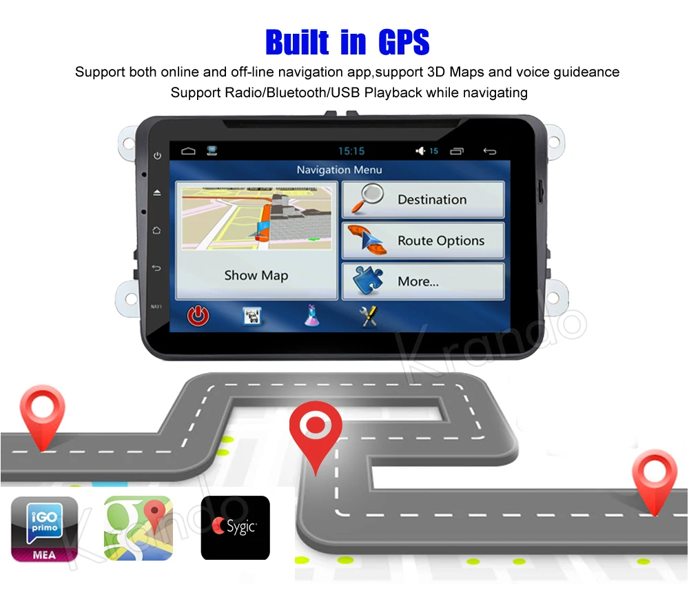 Excellent Krando 8" Android 7.1 for Vw MAGOTAN FOR PASSAT B6 FOR TOURAN car navigation multimedia system audio radio gps dvd player 2