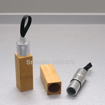 

Free shipping 20pcs 4.2g 12.1mm Square Shape Empty Bamboo Lipstick Tube, DIY Lip Balm Container Bottle
