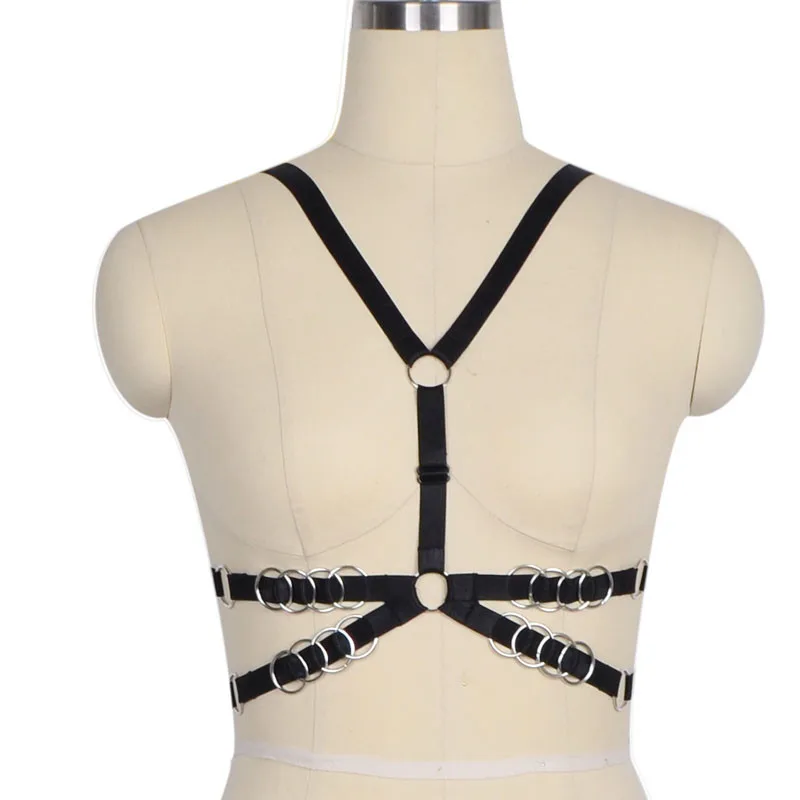 JLX.HARNESS Black Body Harness Crop Top Harness Bra Open Chest Cage Bra