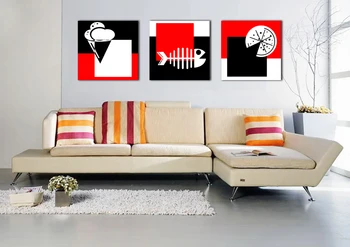 

modern canvas art red white black Print Painting cartoon figure For Living Room