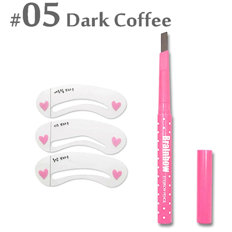 Водонепроницаемый карандаш для бровей с карточным инструментом для бровей, Женский вращающийся карандаш для бровей, 3 формы для бровей, сделай сам, набор для макияжа бровей - Цвет: dark coffee