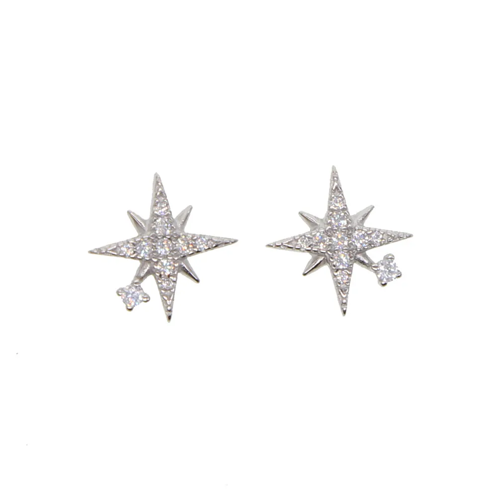 STERLING SILVER MINI NORTH STAR EARRINGS