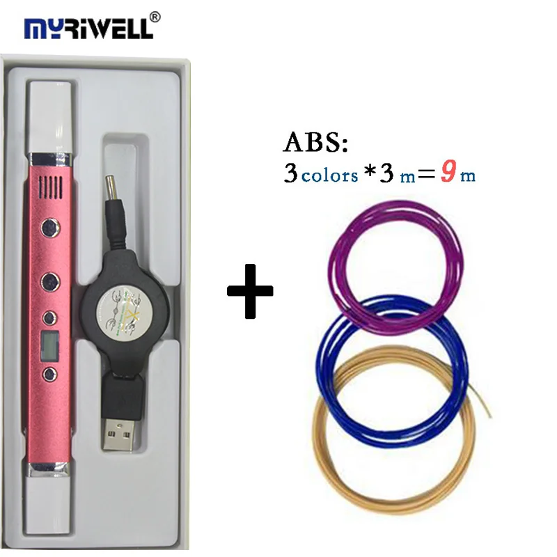 

Myriwell 3nd 3D Scribble Pen Led Display For Making Doodle Arts & Crafts With Multi-Color ABS Filament (3color*3m)