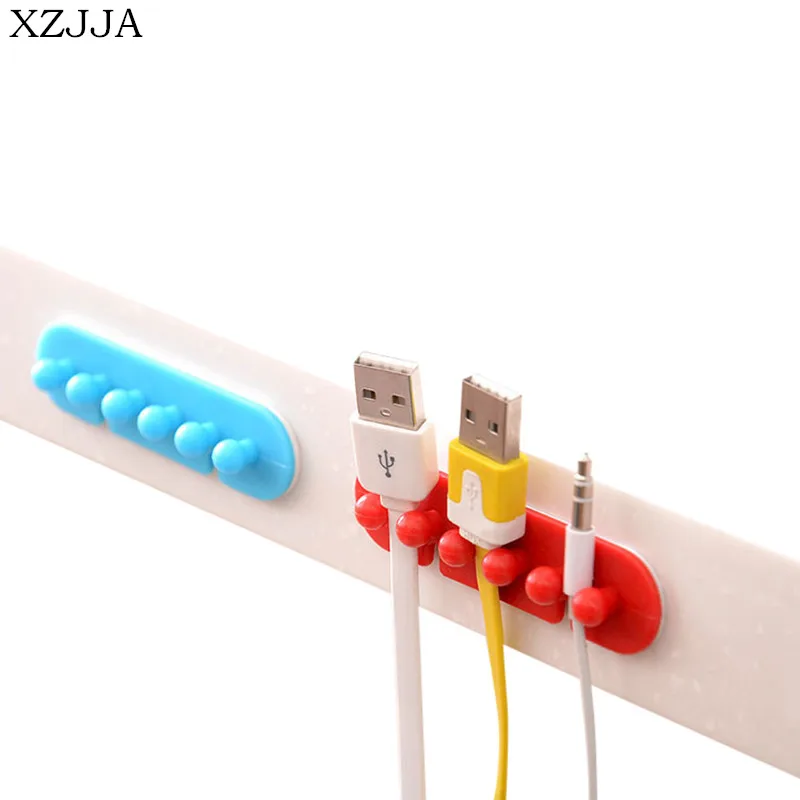 XZJJA Creative 2pcs Multifunction Wall Adhesive Power Plug Holder key Hanger Hook Electric Wire Bobbin Winder Fixed Line Card