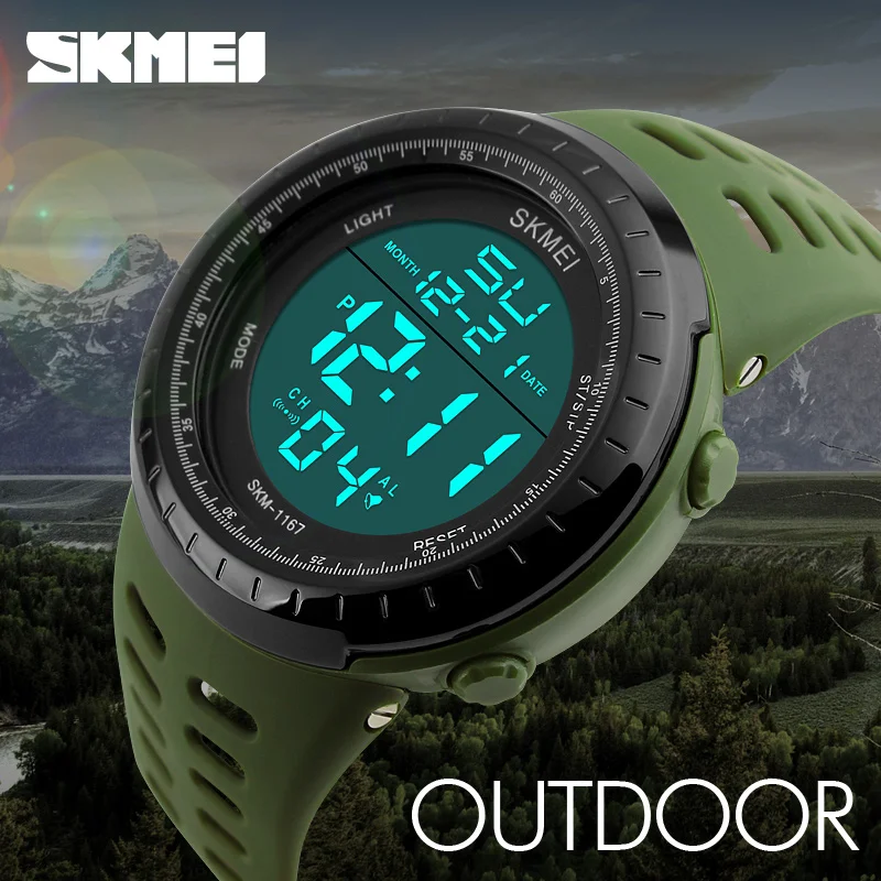 SKMEI Mens Watches Luxury Sport Army Outdoor 50m Waterproof Digital Watch Military Casual Men Wristwatches Relogio Masculino