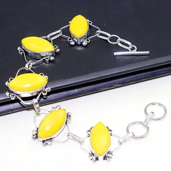 

Yellow Opal Bracelet Silver Overlay over Copper , 20.5cm, B0583