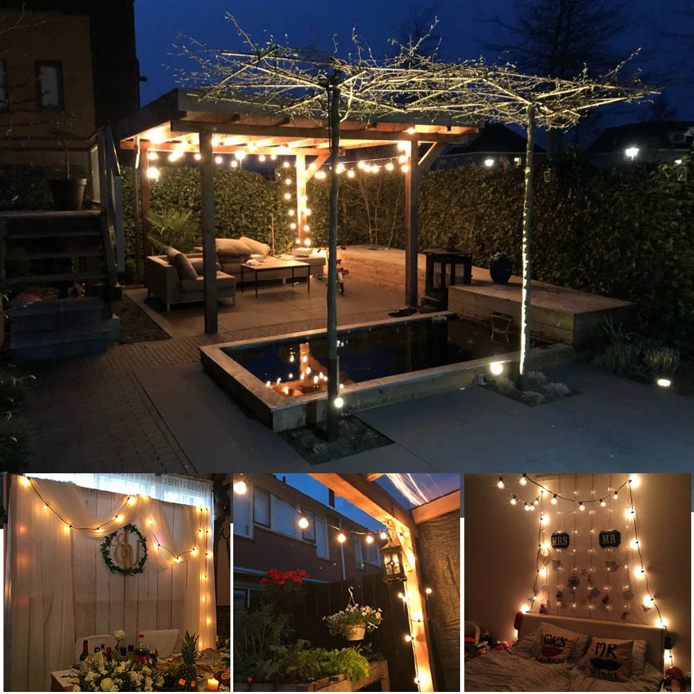 20 Globe Bulbs LED Garland Holiday Fairy String Lights 6M Christmas Lights Outdoor Garden Decorative Lights Waterproof 20 Globe Bulbs LED Garland Holiday Fairy String Lights 6M Christmas Lights Outdoor Garden Decorative Lights Waterproof