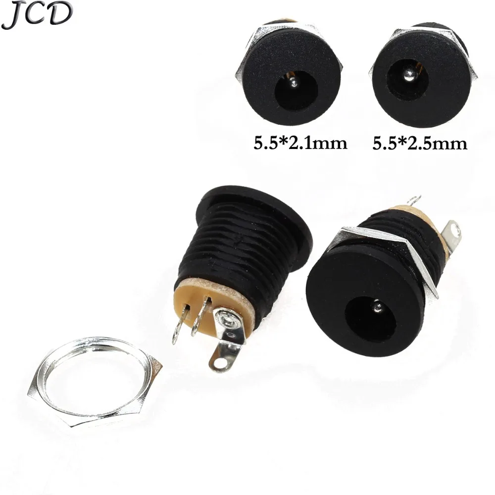 

JCD 5.5*2.1mm 5.5*2.5 mm 3Pin Connectors Waterproof Power Socket Female Panel Mount Supply Jack Socket Panel Mount plug DC-022