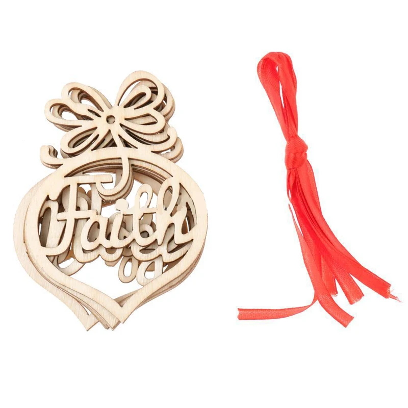 10Pcs/lots  MDF Wooden Christmas Hanging Tags Embellishments Craft Ornaments Tree Decor
