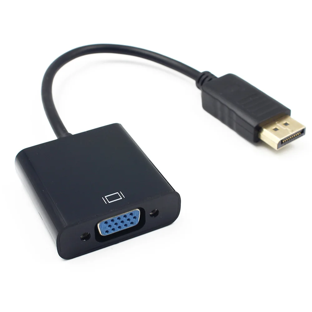Новое поступление DP DisplayPort штекер для вставной конвертер для VGA Кабель-адаптер для ПК ноутбука GDeals - Цвет: Black