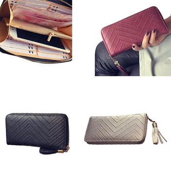 

1Pcs NEW Women's Leather Long Wallet Long Wallet Women's Lady's Wallet Handbag Wallet Fringed Zipper Purse Credit Card Holder