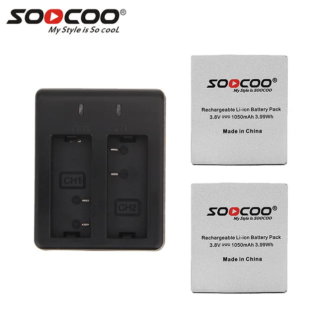 

2pcs OWLLON 1050mah 3.8V Battery Charger + Dual Charger For SOOCOO S100 pro