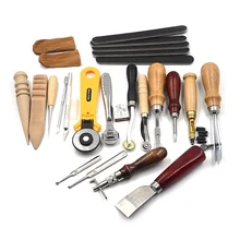 20 stücke leder handwerkzeuge für leathercraft set costura kit punch stitching nähen diy stempel geschenk