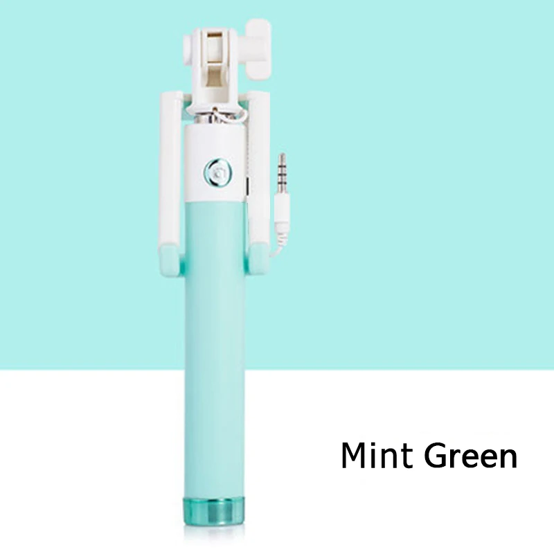 Mini Selfie Stick With Button Wired Silicone Handle Monopod Universal For iPhone 6 5 Android Samsung Huawei Xiaomi Sticks (3)