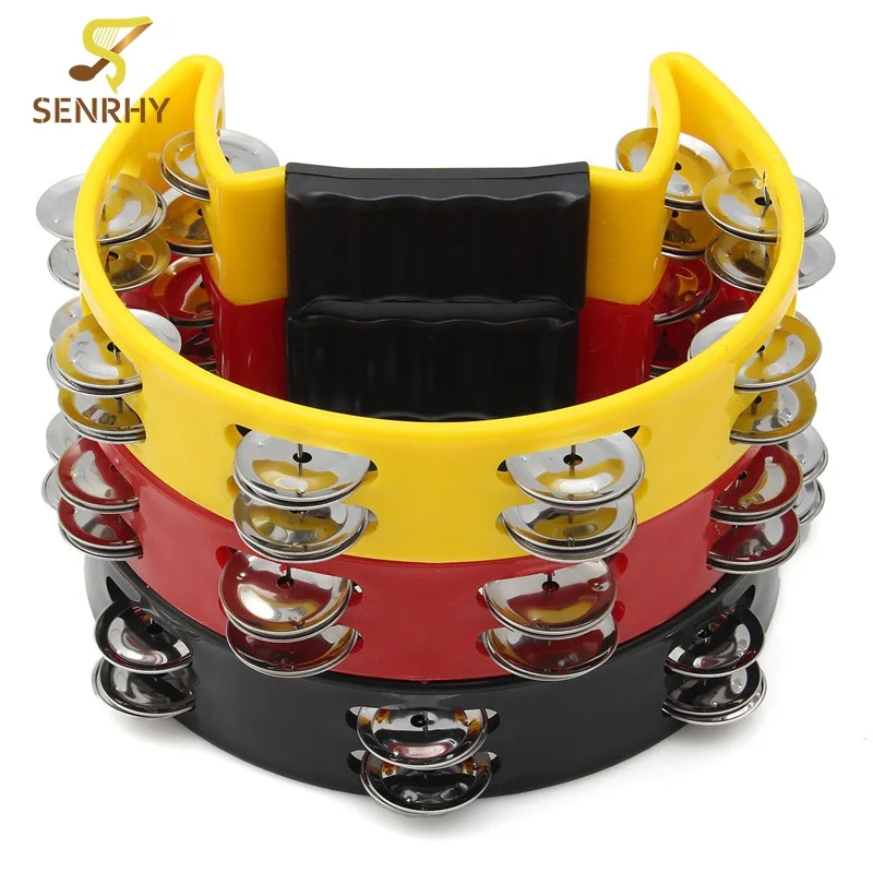 

Compact Double Half Moon Music Tambourine Percussion Tamborine Drum Durable Metal Jingles Percussion Instruments 3 Colors