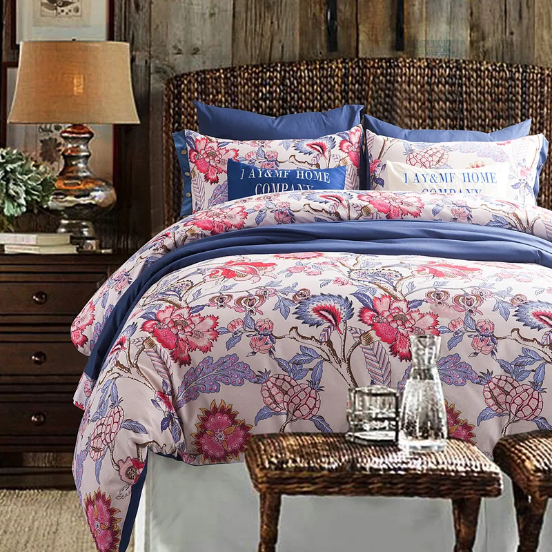 

ROWBOE brand Cotton warm bedding quilt cover sheets pillowcase set simple style flower pattern comfortable colorful home textile