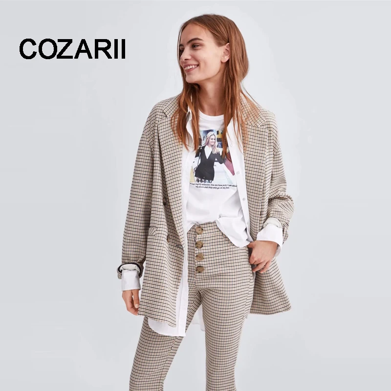 COZARII, Casaco Feminino, куртки в английском стиле, двубортные, клетчатые, женские куртки-бомберы, куртки размера плюс, топы, Прямая поставка