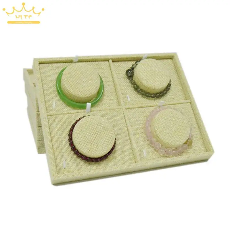 

Wholesale 22CM High-grade Linen Bangle Display Tray Organizer Show Case Jewelry Display Box Bracelet Organizer Show Shelf