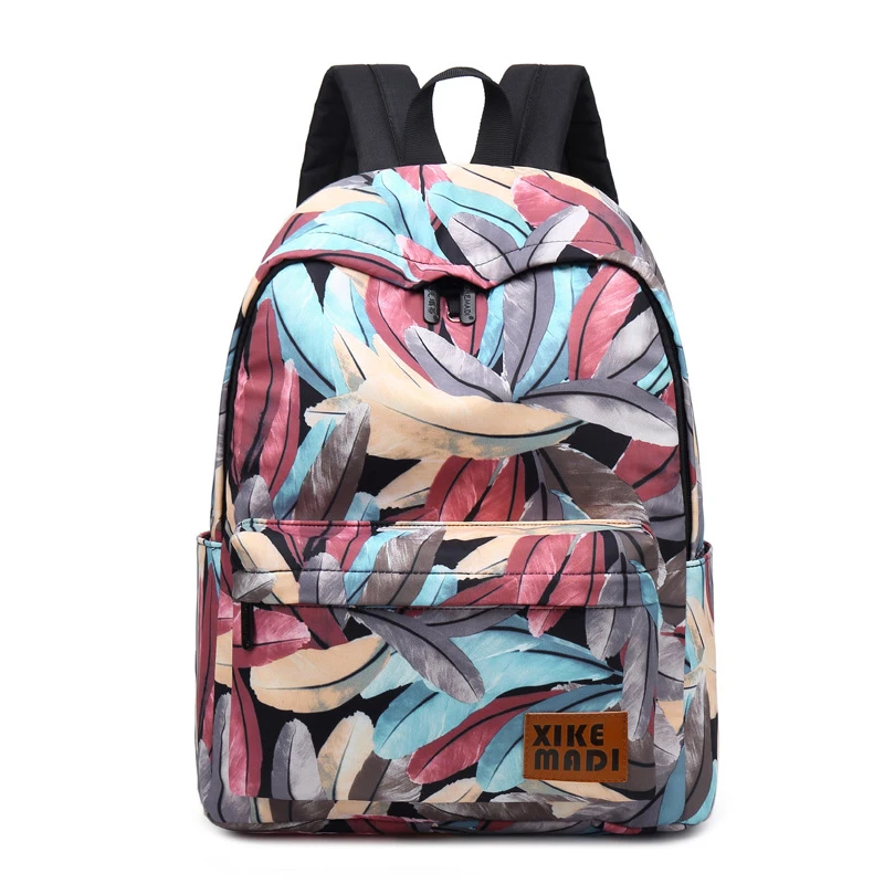 

Feather Printing Women Small Backpack School Bags For Teenage Girls Bookbag Student Laptop Backpacks female Daily Bag mochila