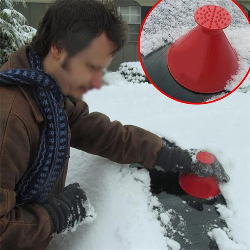 

1PC Auto Car Windshield Ice Scraper Snow Shoveling Brush Fuel Funnel Snow Remover Deicer Cone Deicing Tool