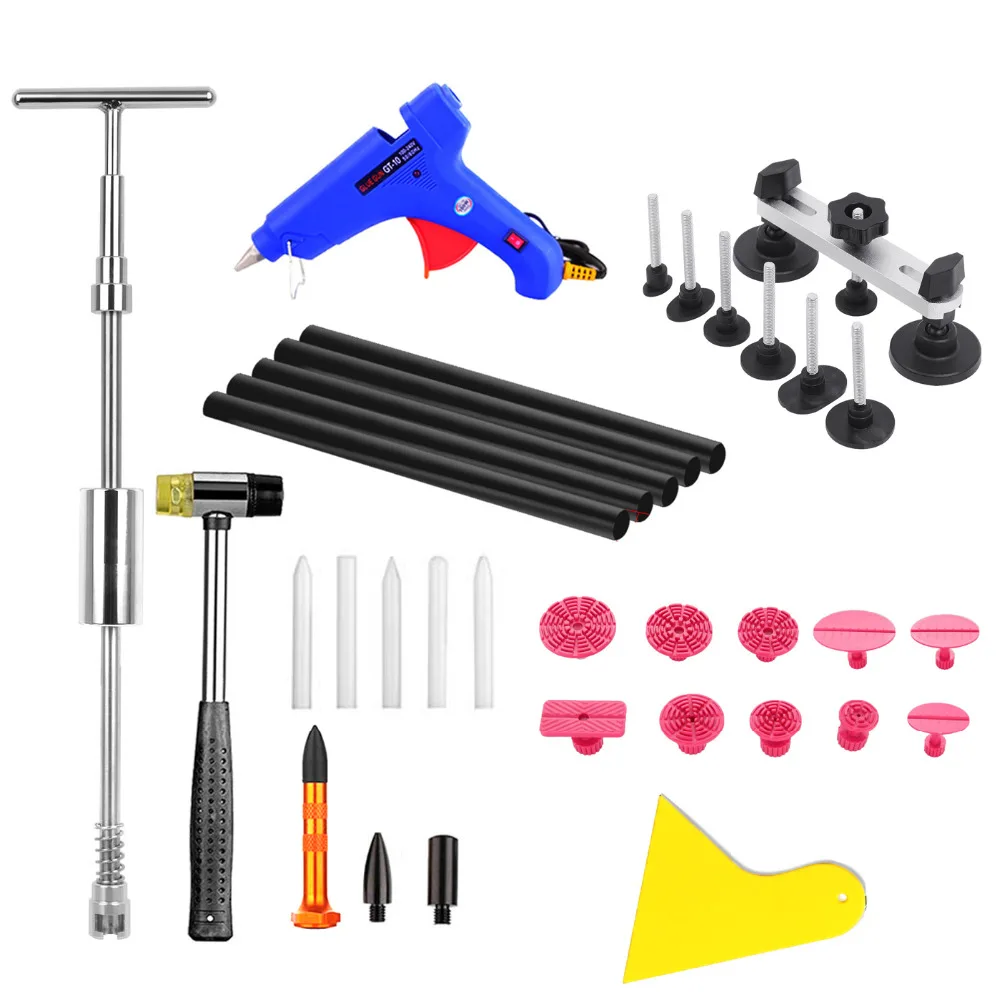

PDR Tools Car Dent Repair Car Body Repair Kit Dent Removal Dent Puller Kit Pulling Bridge Slide Hammer Glue Gun Hand Tools set