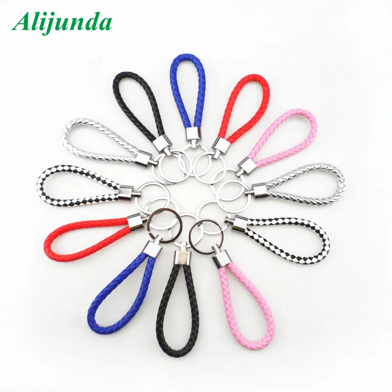 

PU leather braided braided rope double ring suitable for DIY bag pendant key chain bracket car keychain men and women keychain