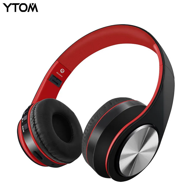 YTOM Foldable Bluetooth Headphones Wireless Headset Stereo Earphone with Microphone support TF Card  for iphone xiaomi