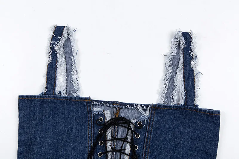 ArtSu, синие укороченные топы для женщин,, на шнуровке, сексуальный джинсовый топ на бретелях для женщин, с открытыми плечами, базовый топ, уличная мода, ASVE20546
