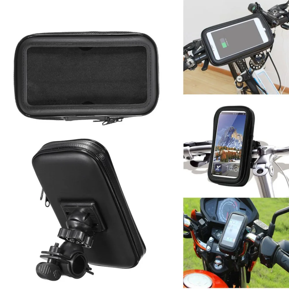 Cheap 5.5 Inch Universal MTB Bicycle Bike Phone Holder Bag Case Waterproof Motorcycle Handlebar Bracket Mobile Phone Mount Case 2