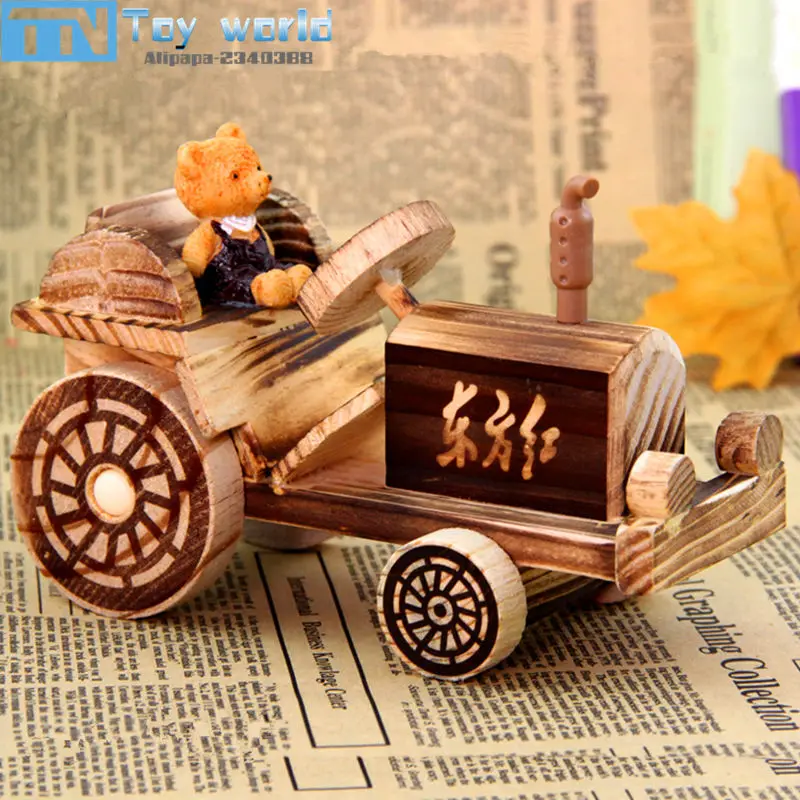 2017 деревянный трактор художественная игрушка 19 см деревянные декоративно