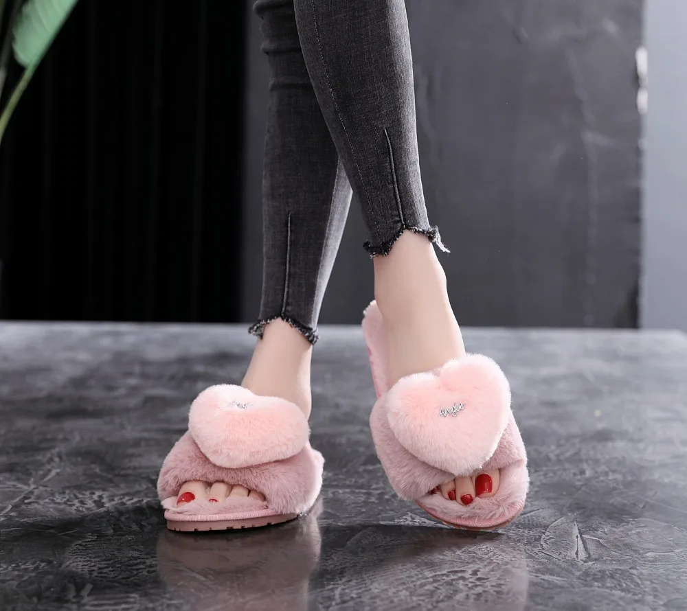 2018 Autumn And Winter New Flowers Fur Slippers Female Home Couple Indoor Slippers Women Slippers Sapato Feminino M8G103 (5)