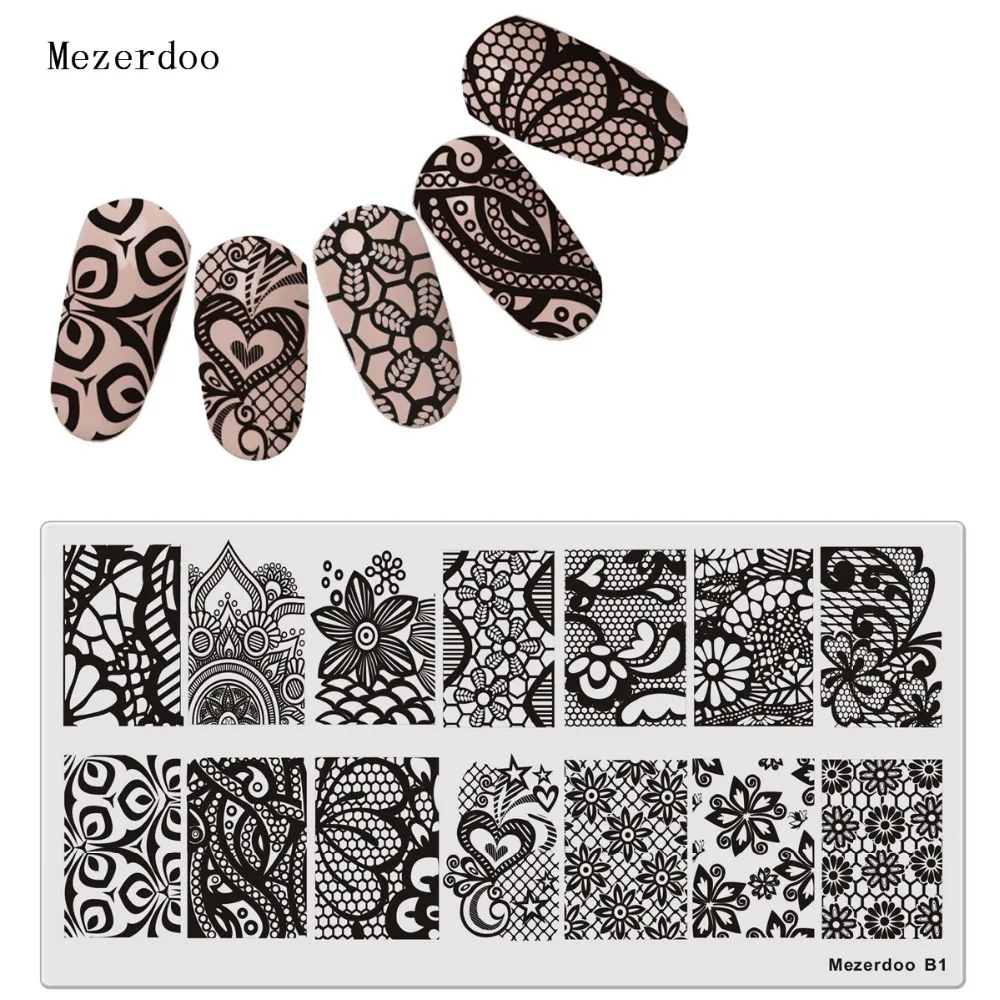 

Lace Nail Template Nails Art Stamp Flower Design Rectangle 12*6cm Image Plate Stencils Salon Beauty Polish Tools Nail Makeup
